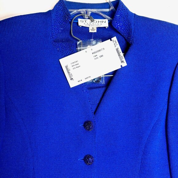 St. John Evening Royal Blue 2-Piece Skirt Suit NWT | Sizes 6 & 4 - Picture 4 of 8